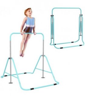 HOMCOM Kids Gymnastic Bar with Adjustable Height, Foldable Training Bar - Blue