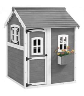 Outsunny Wooden Wendy House for Kids with Floor, for Gardens, Patios - Grey