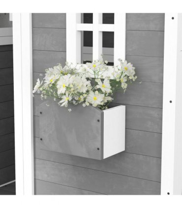 Outsunny Wooden Wendy House for Kids with Floor, for Gardens, Patios - Grey