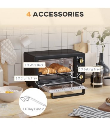 Countertop Oven 16L    Black Metal Stainless Steel Tempered Glass