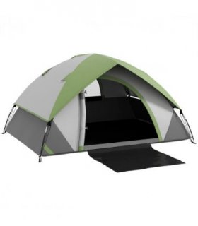 Camping Tent Grey and Green Fabric Shell 270L x 210W x 150Hcm 4-5 Man Waterproof