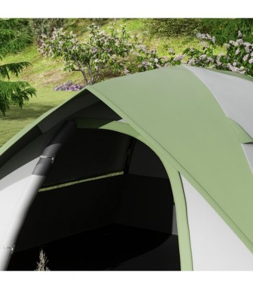 Camping Tent Grey and Green Fabric Shell 270L x 210W x 150Hcm 4-5 Man Waterproof
