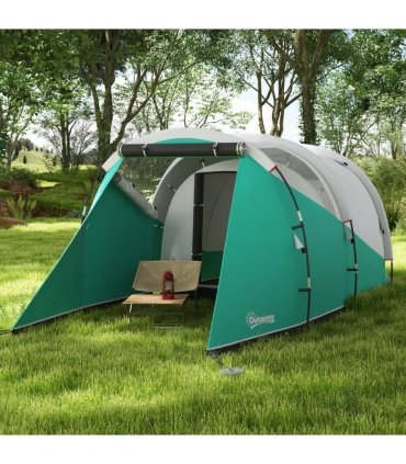 Outsunny 3000mm Waterproof Camping Tent with 2 Rooms for 4-5 Man, Green