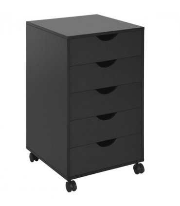 HOMCOM Mobile Vertical Filing Cabinet with 5 Drawers for Home Office, Black