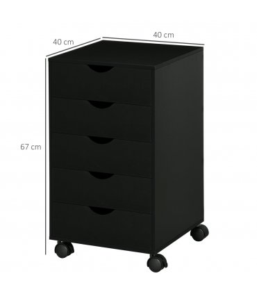 HOMCOM Mobile Vertical Filing Cabinet with 5 Drawers for Home Office, Black