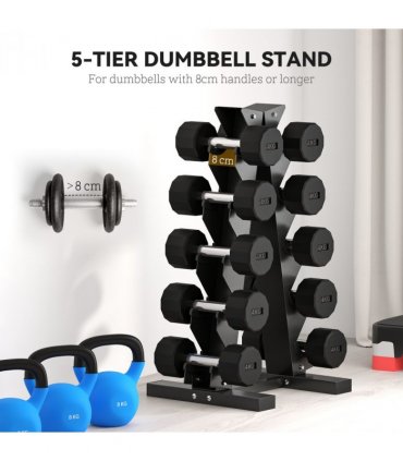 Steel Black 66H x 35L x 33Wcm Dumbbell Rack Stand for Home Gym Exercise