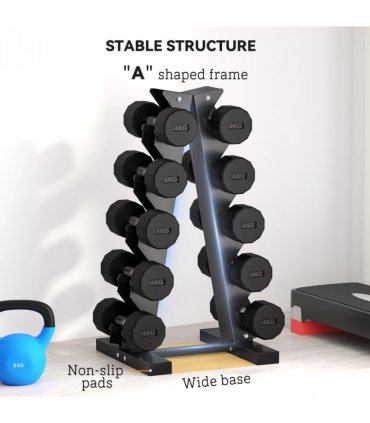 Steel Black 66H x 35L x 33Wcm Dumbbell Rack Stand for Home Gym Exercise