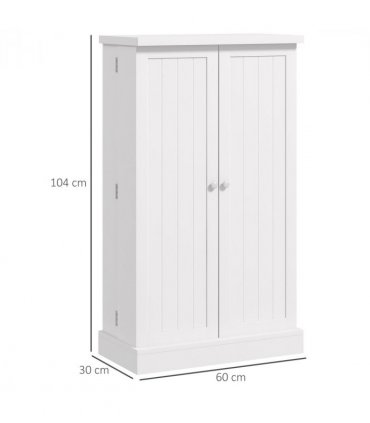 HOMCOM Kitchen Cupboard with Double Doors, 5-Tier Shelf, 12 Spice Racks, White