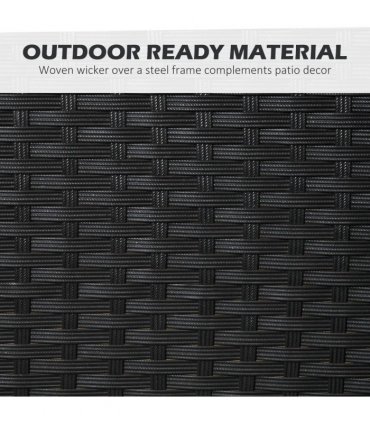 Outsunny 4 Seater Rattan Garden Dining Set Outdoor with Umbrella Hole - Black