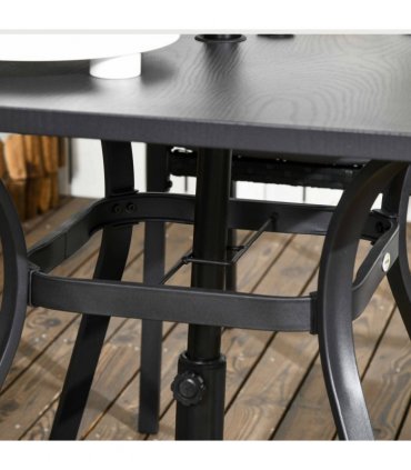 Outsunny 4 Seater Rattan Garden Dining Set Outdoor with Umbrella Hole - Black
