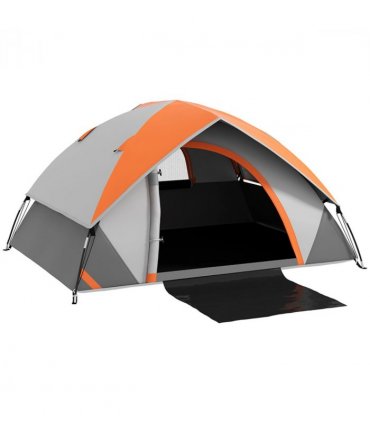 Camping Tent Grey and Orange 270L x 210W x 150Hcm One room 4 person tent