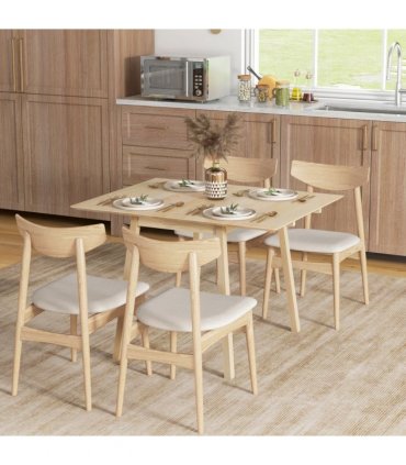 Extendable Kitchen Table for 2-4, Folding Drop Leaf Dining Table for Small Space