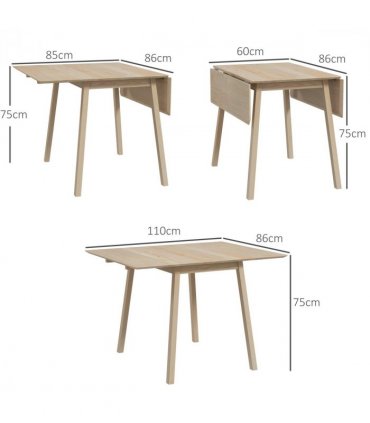 Extendable Kitchen Table for 2-4, Folding Drop Leaf Dining Table for Small Space