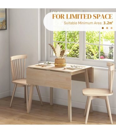 Extendable Kitchen Table for 2-4, Folding Drop Leaf Dining Table for Small Space