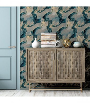 Abstract Marble Teal/Gold sw12