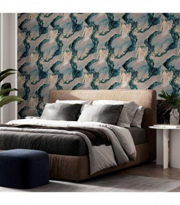 Abstract Marble Teal/Gold sw12