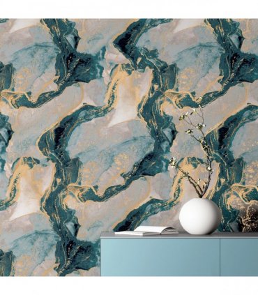 Abstract Marble Teal/Gold sw12