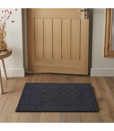 Millbrook Cross Embossed Backed Polypropylene 45x75cm Grey Doormat