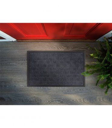 Millbrook Cross Embossed Backed Polypropylene 45x75cm Grey Doormat