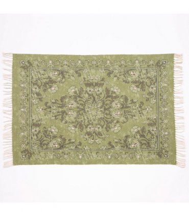 Kew Antique Printed 120x170cm Olive Rug with Tassel