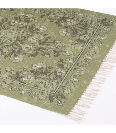 Kew Antique Printed 120x170cm Olive Rug with Tassel