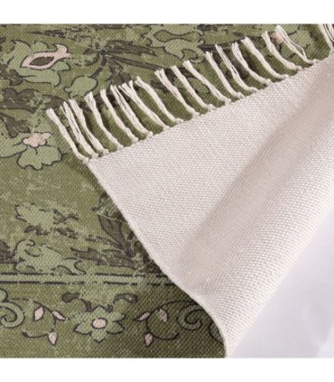 Kew Antique Printed 120x170cm Olive Rug with Tassel