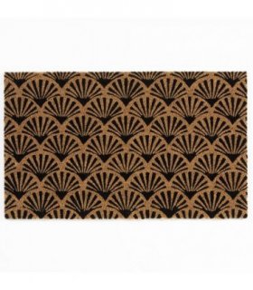 Astley Scallop Deco Latex Backed Coir 45x75cm Black Doormat