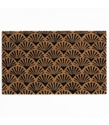 Astley Scallop Deco Latex Backed Coir 45x75cm Black Doormat