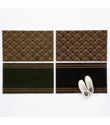 Astley Scallop Deco Latex Backed Coir 45x75cm Black Doormat