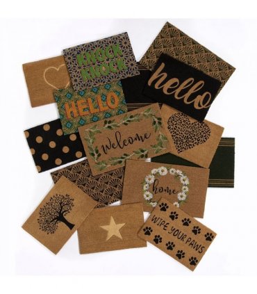 Astley Scallop Deco Latex Backed Coir 45x75cm Black Doormat