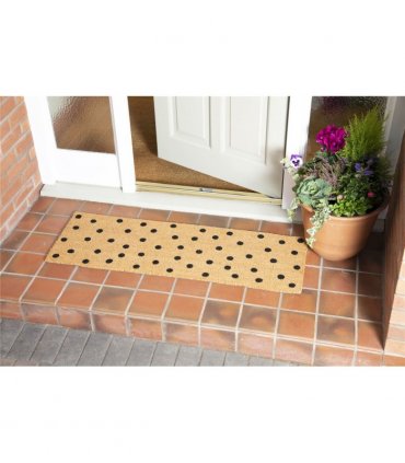 Astley Printed Totally Dotty PVC Backed Coir 40x120cm Natural Doormat
