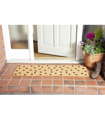 Astley Printed Totally Dotty PVC Backed Coir 40x120cm Natural Doormat