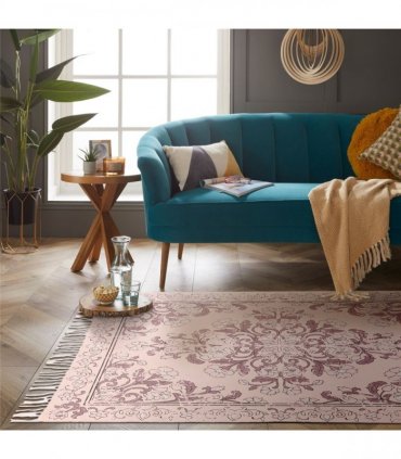 Kew Antique Printed 120x170cm Mauve Rug with Tassel