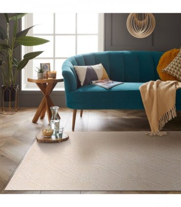 Blenheim Diamond 100% Pet 120x170cm Cream Rug