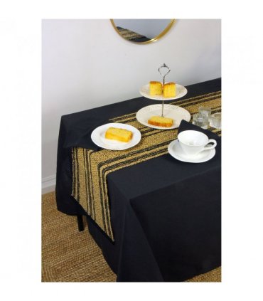 Avon 100% Cotton 240x140cm Black Tablecloth