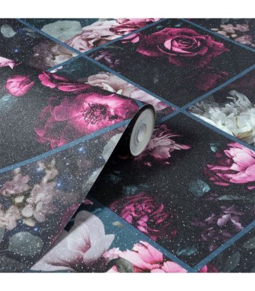 Floral Collage Plum & Teal sw12