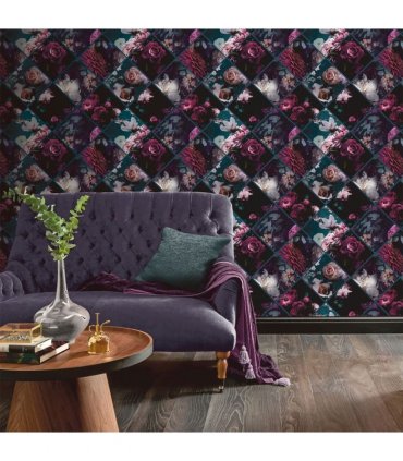 Floral Collage Plum & Teal sw12