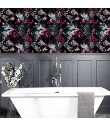 Floral Collage Plum & Teal sw12