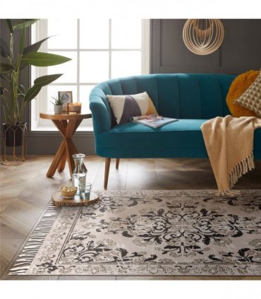 Kew Antique Printed 120x170cm Grey Rug with Tassel