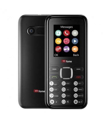 TTfone TT150 Unlocked Basic Mobile Phone UK Sim Free, Long Battery Life, Dual Sim with camera and games, easy to use, durable and light weight pay as you go - Black with USB Cable