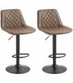 HOMCOM Bar Stools Set of 2, Adjustable Bar Chairs 360° Swivel for Kitchen Brown