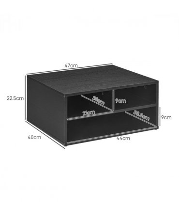HOMCOM Desktop Printer Stand with 3 Open Compartments, Desk Organiser, Black