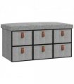 HOMCOM Shoe Bench with Cushioned Seat, 6 Fabric Drawers for Entryway Hallway