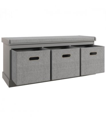 HOMCOM Shoe Bench with Cushioned Seat, 3 Fabric Drawers for Entryway Hallway