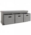 HOMCOM Shoe Bench with Cushioned Seat, 3 Fabric Drawers for Entryway Hallway