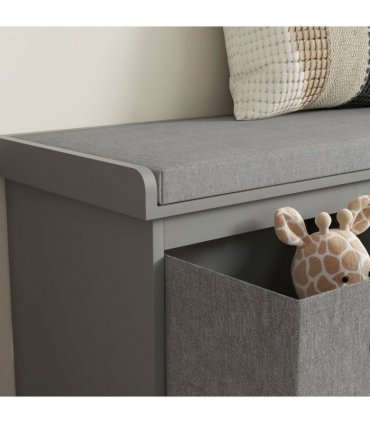 HOMCOM Shoe Bench with Cushioned Seat, 3 Fabric Drawers for Entryway Hallway