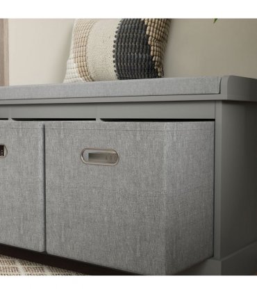 HOMCOM Shoe Bench with Cushioned Seat, 3 Fabric Drawers for Entryway Hallway