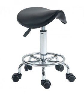 HOMCOM Saddle Chair, Rolling Salon Stool for Massage Spa Clinic Beauty, Black