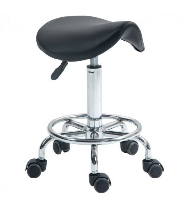 HOMCOM Saddle Chair, Rolling Salon Stool for Massage Spa Clinic Beauty, Black