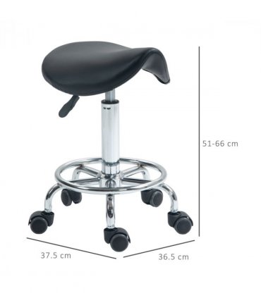 HOMCOM Saddle Chair, Rolling Salon Stool for Massage Spa Clinic Beauty, Black